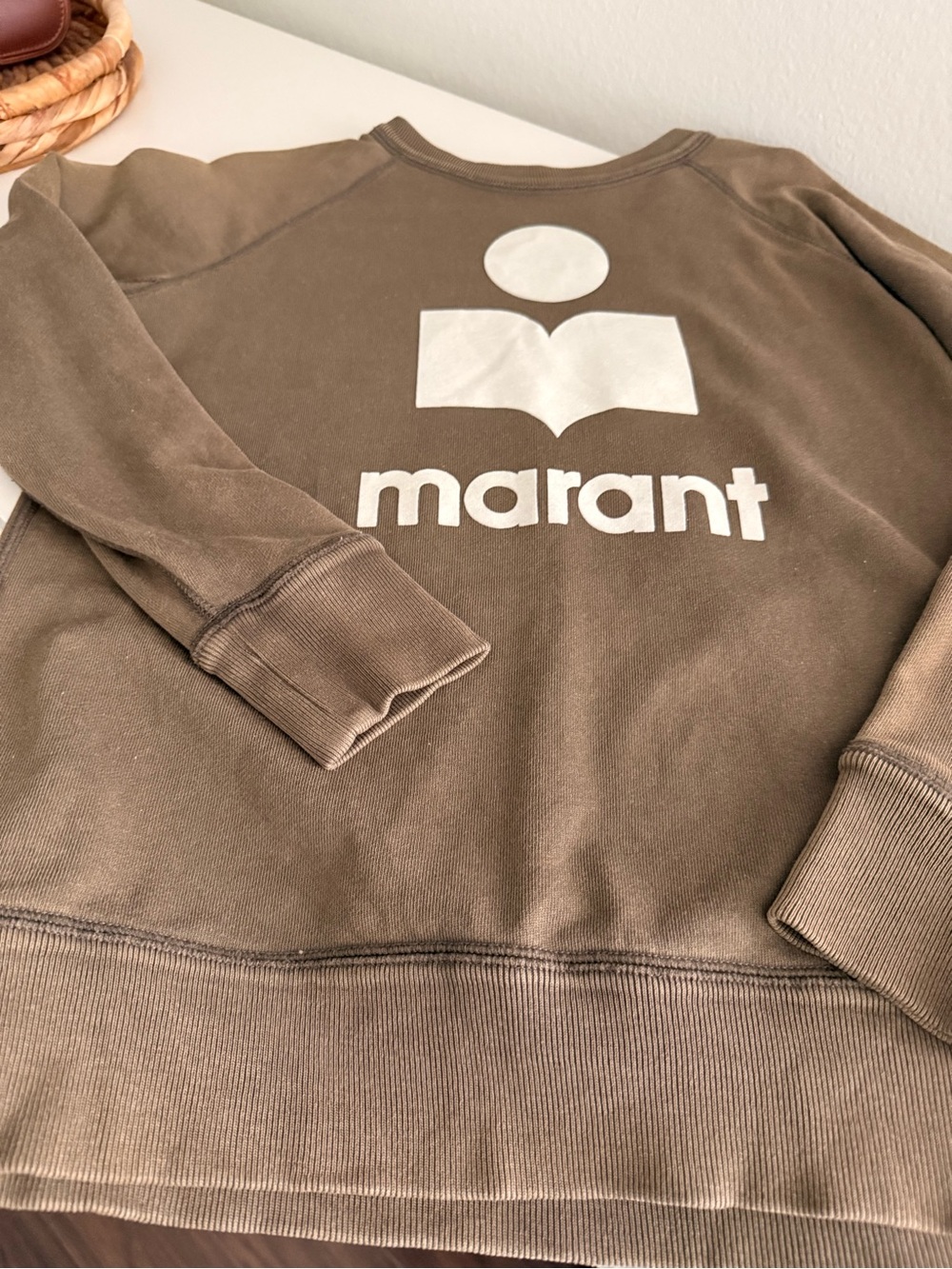 Isabel Marant army green/brown Logo Crewneck Sweatshirt size 36